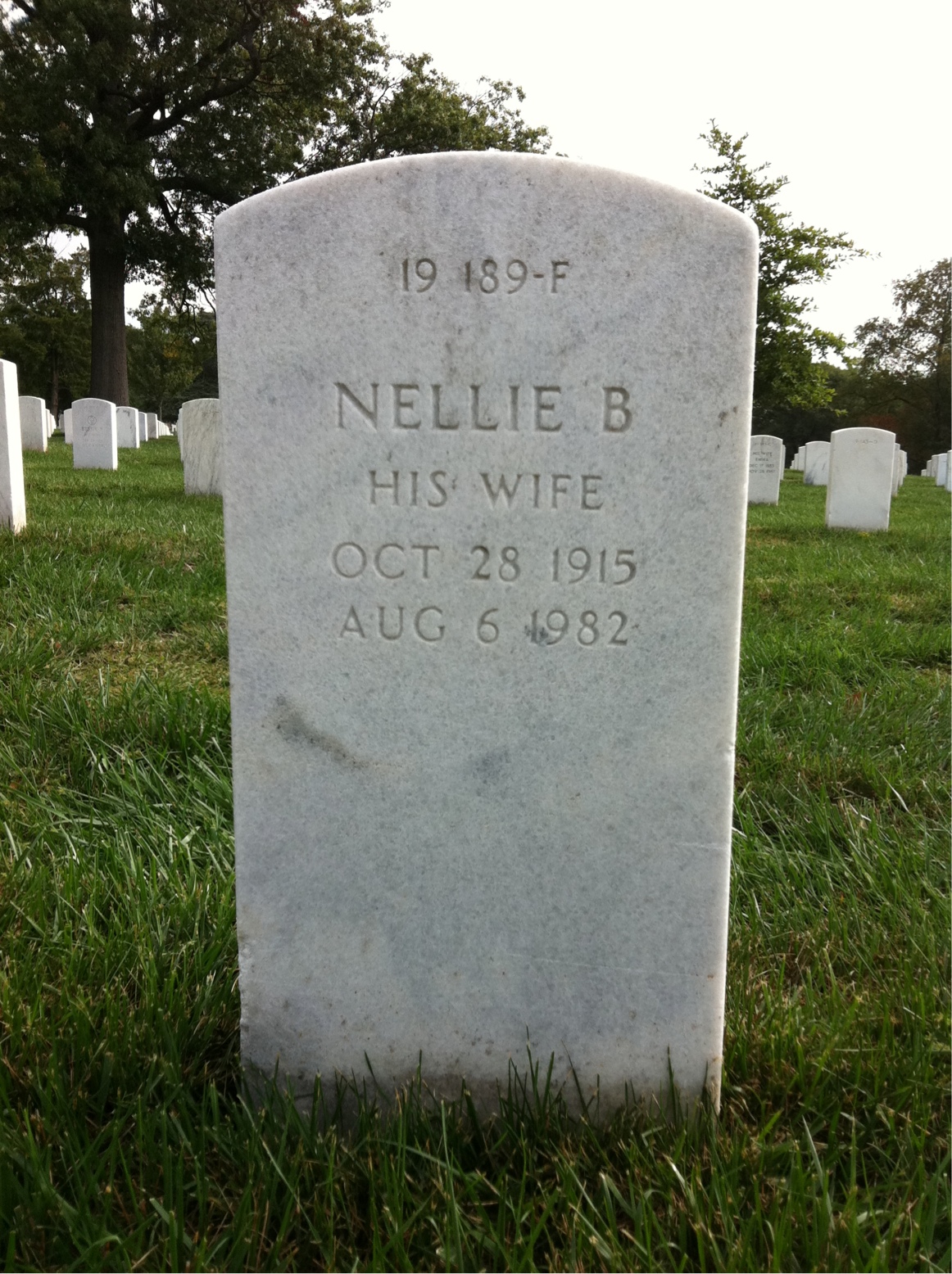 Back of headstone — Nellie Cunningham