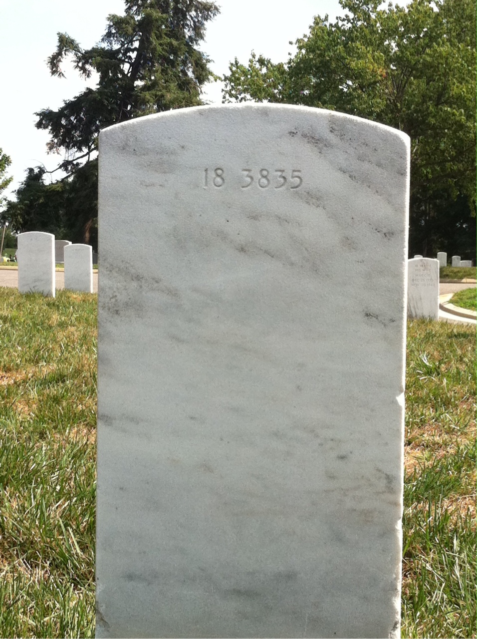 Back of headstone — Robert Armstrong