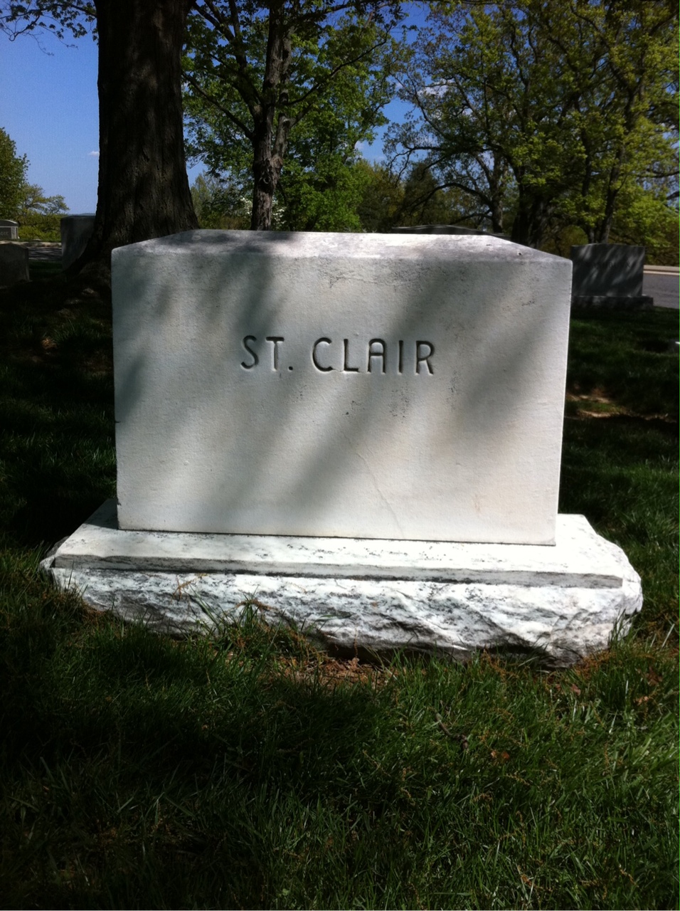 Back of headstone — Howard St Clair