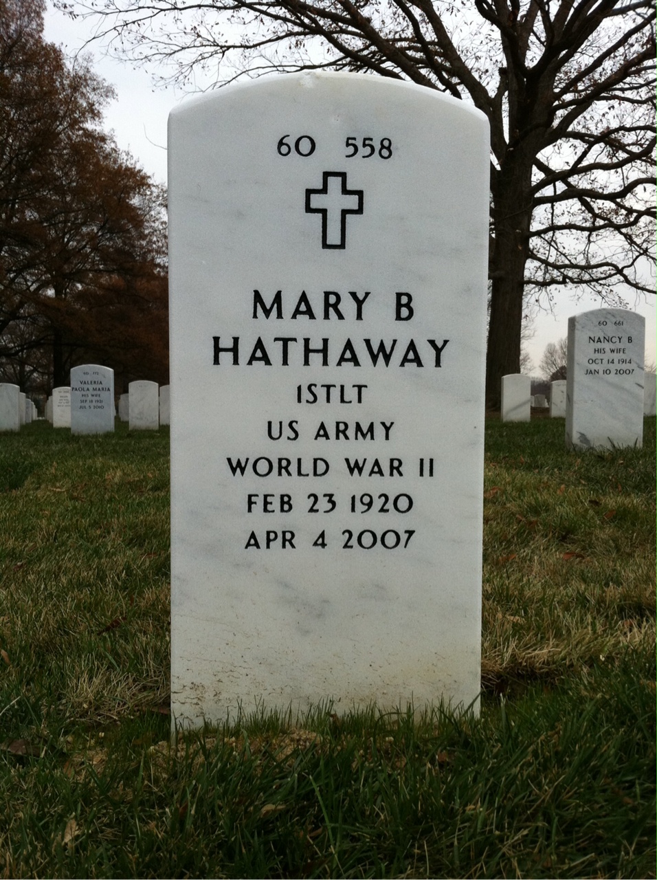 Back of headstone — Mary Hathaway