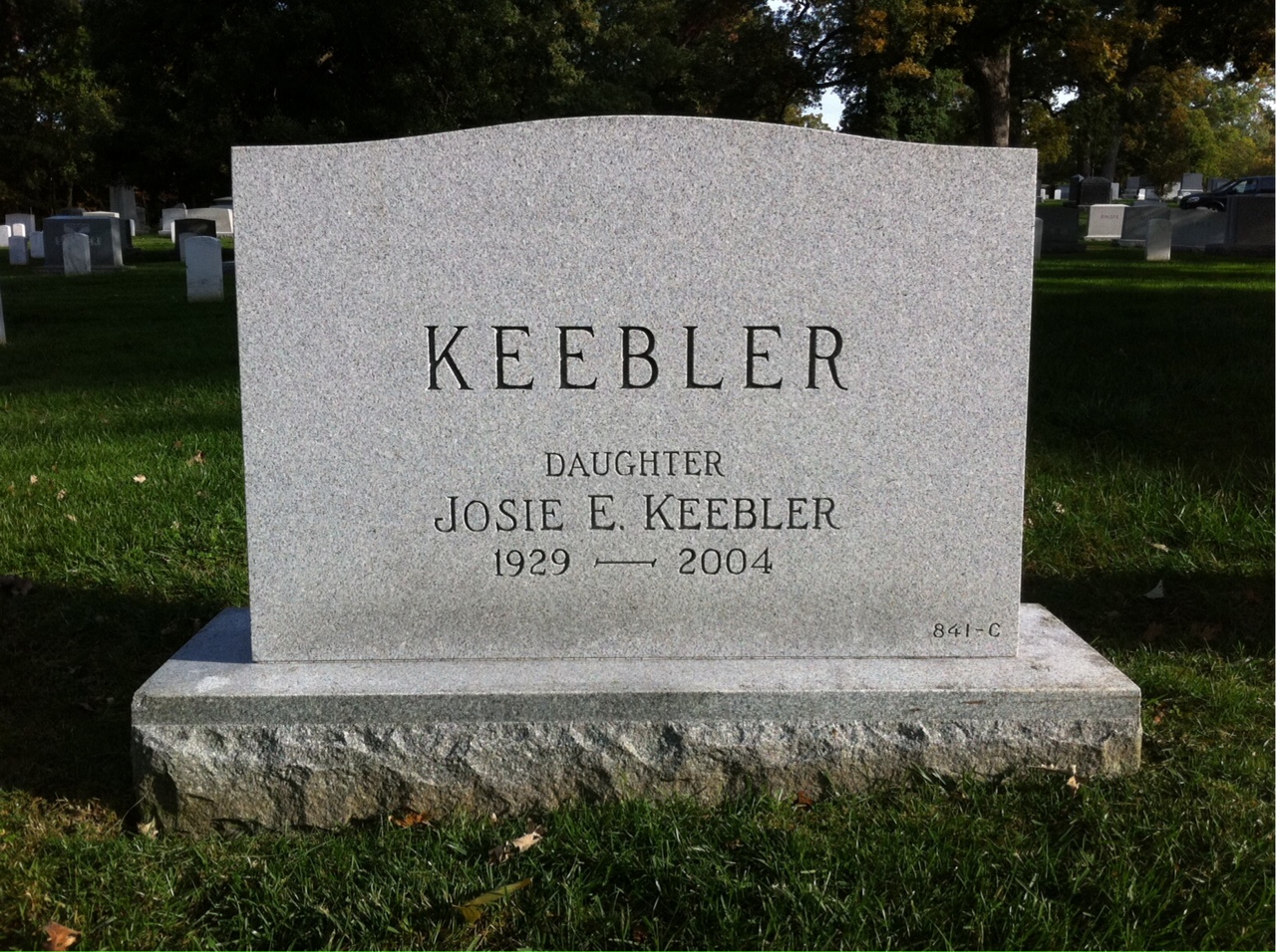 Back of headstone — Robert Keebler