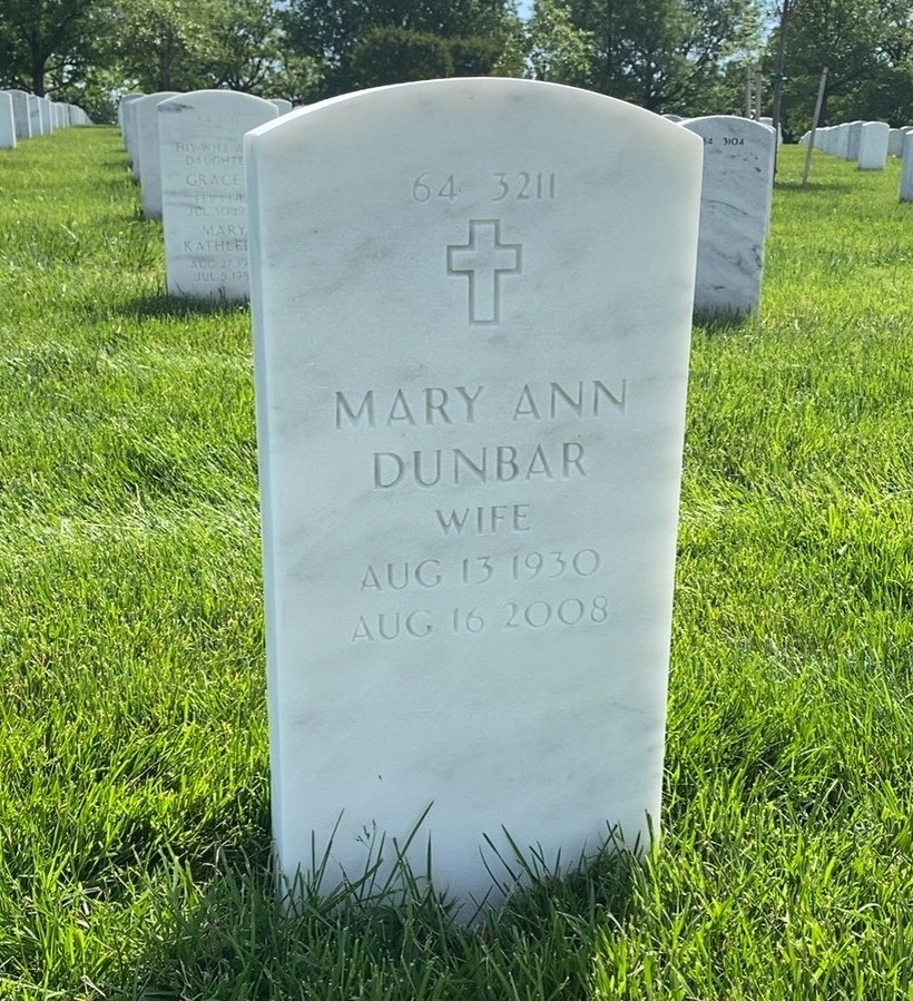 Back of headstone — William Dunbar
