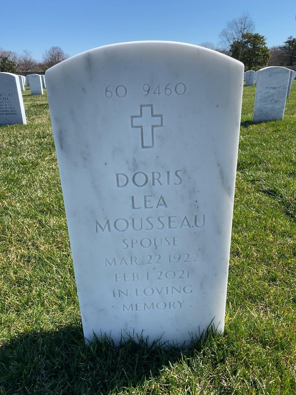 Back of headstone — Paul Mousseau