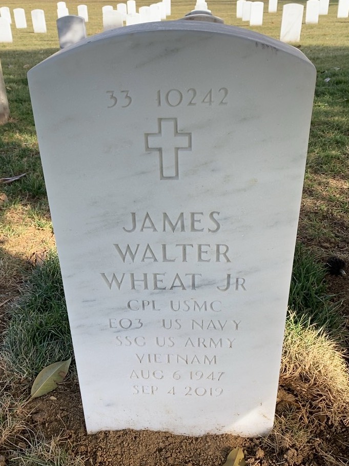 Back of headstone — James Walter Wheat