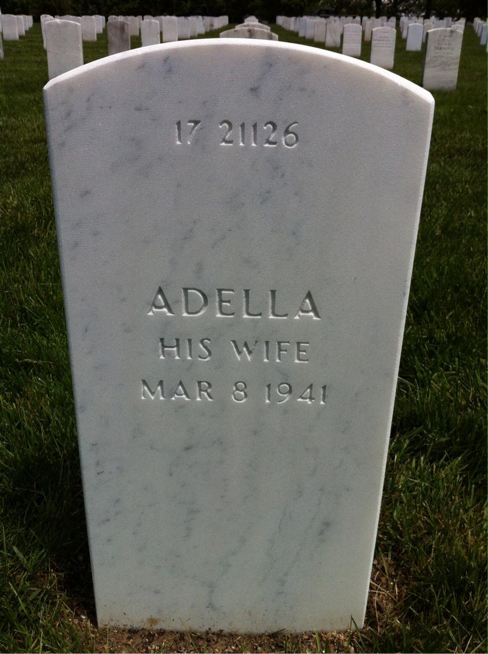 Back of headstone — Adella Ashton