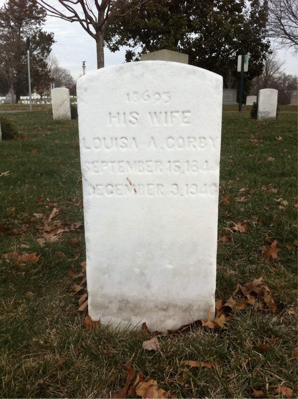 Back of headstone — Israel Corby