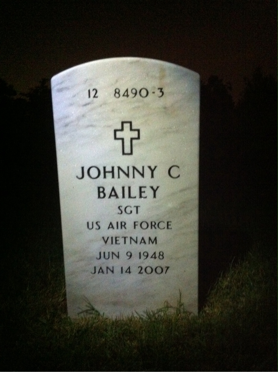 Back of headstone — John Bailey