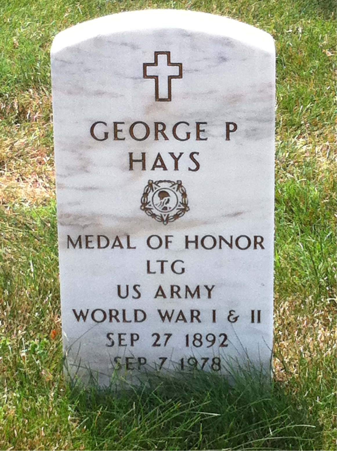 Headstone shared by 2 interments, including George P. Hays