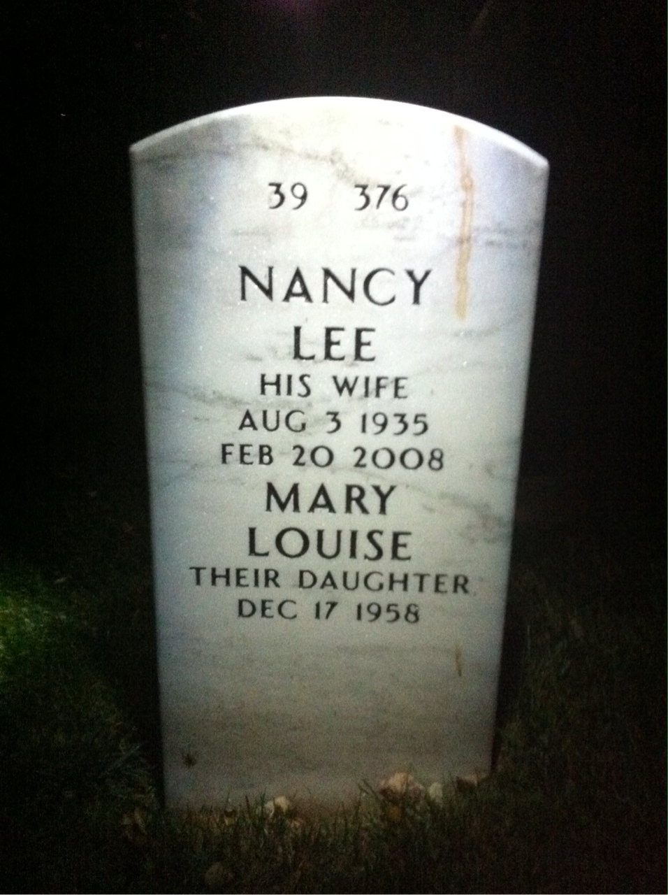 Back of headstone — William Presser