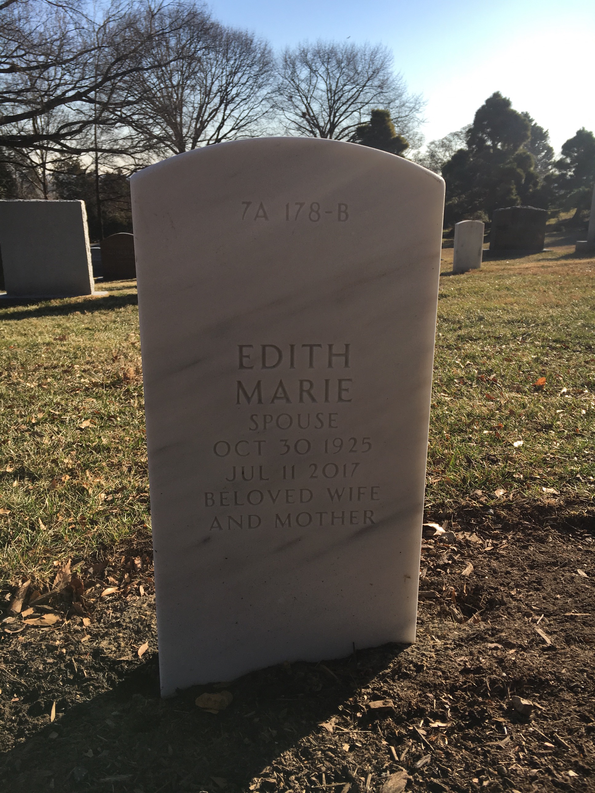 Back of headstone — Robert Coury