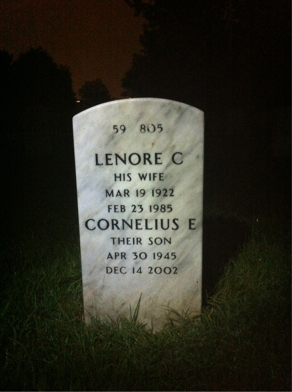 Back of headstone — Cornelius Mcmullen