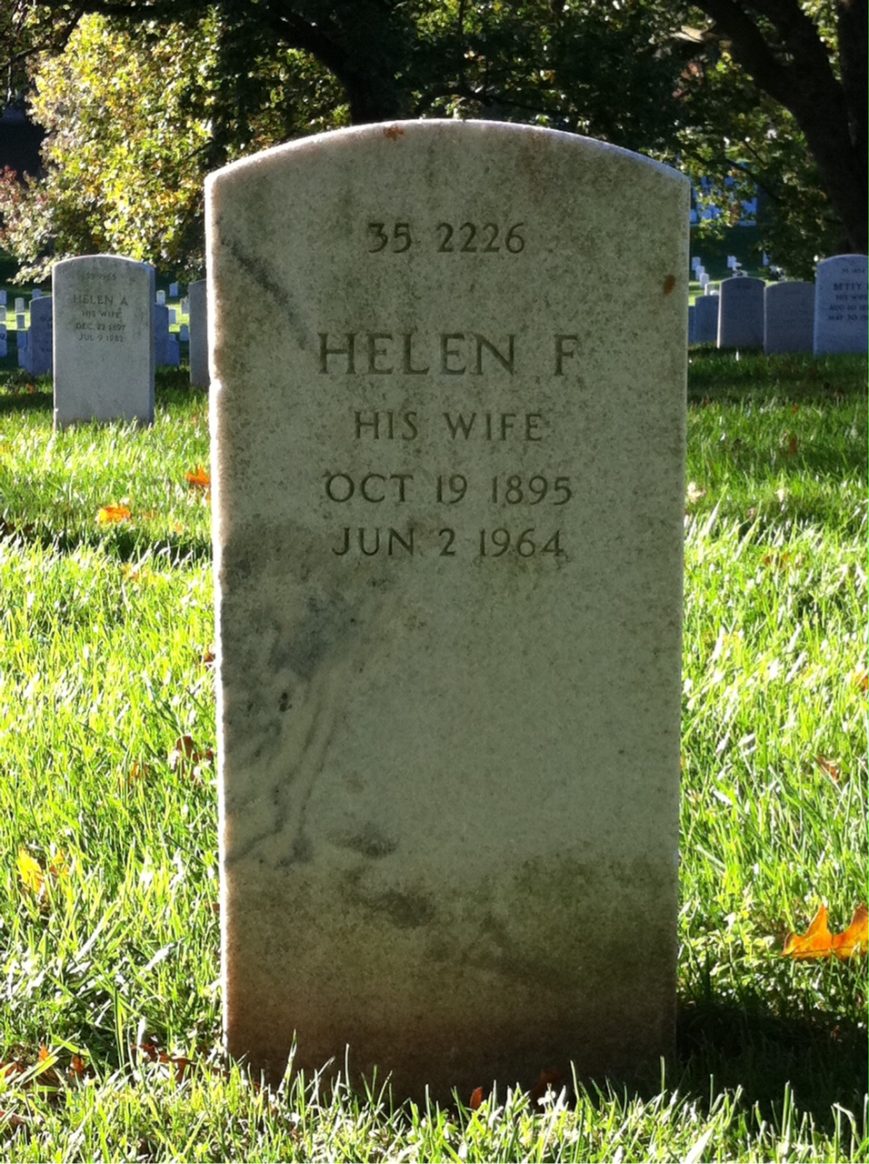 Back of headstone — Helen Bailey