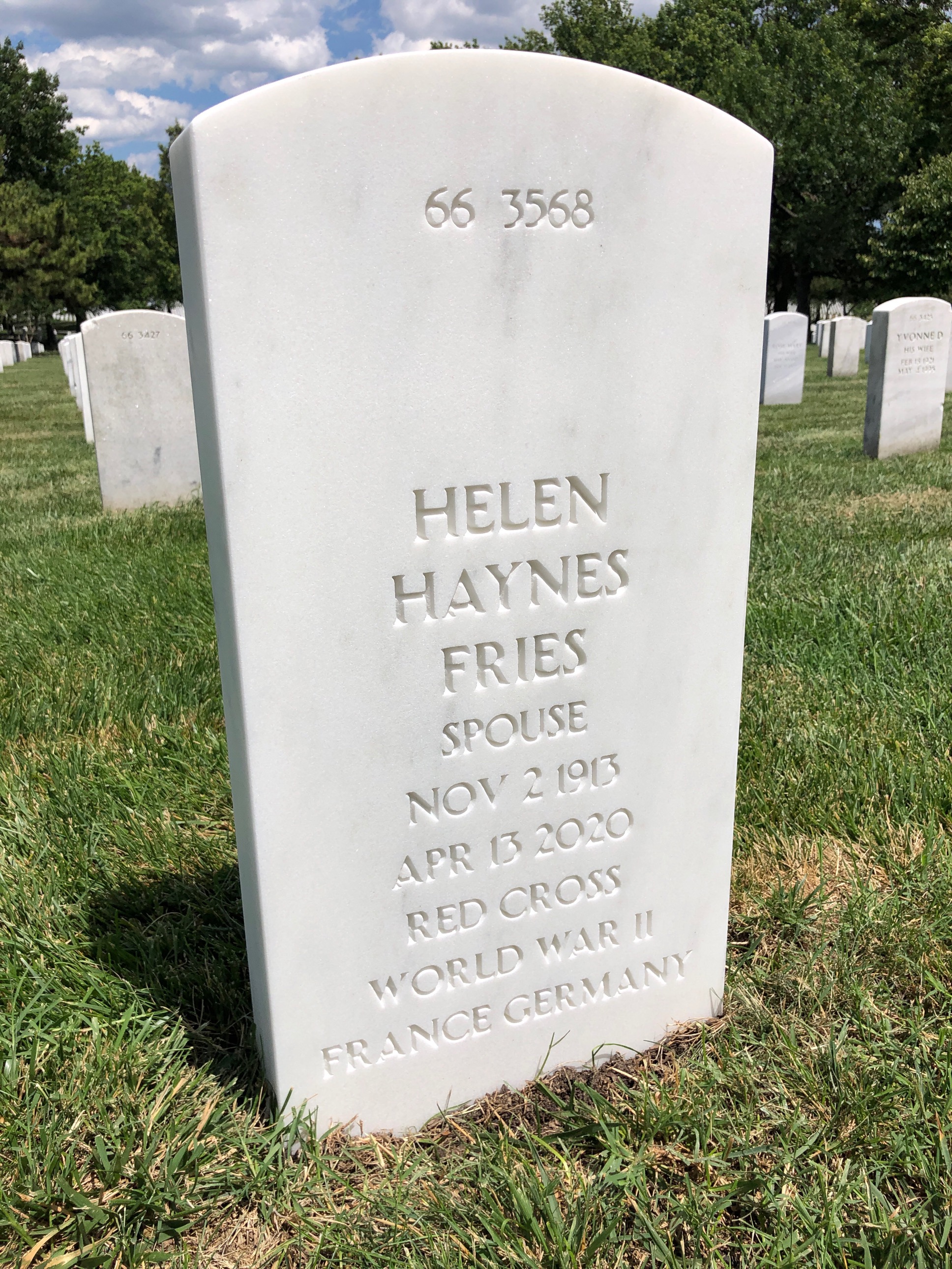 Back of headstone — Stuart Fries