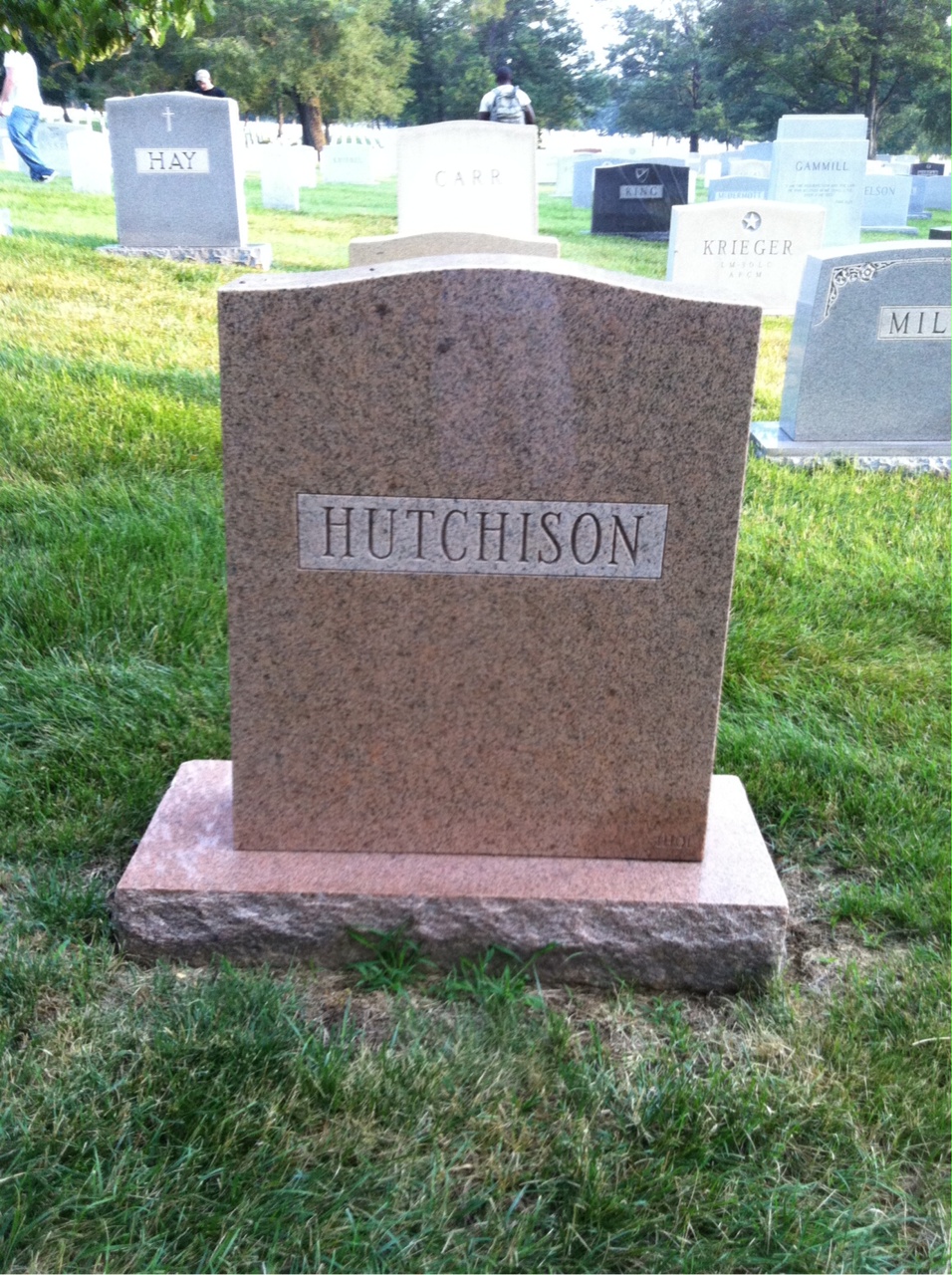 Back of headstone — Warren Hutchison