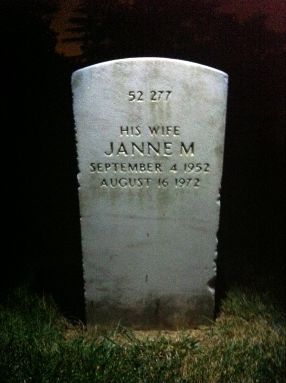 Back of headstone — Janne Mckenzie