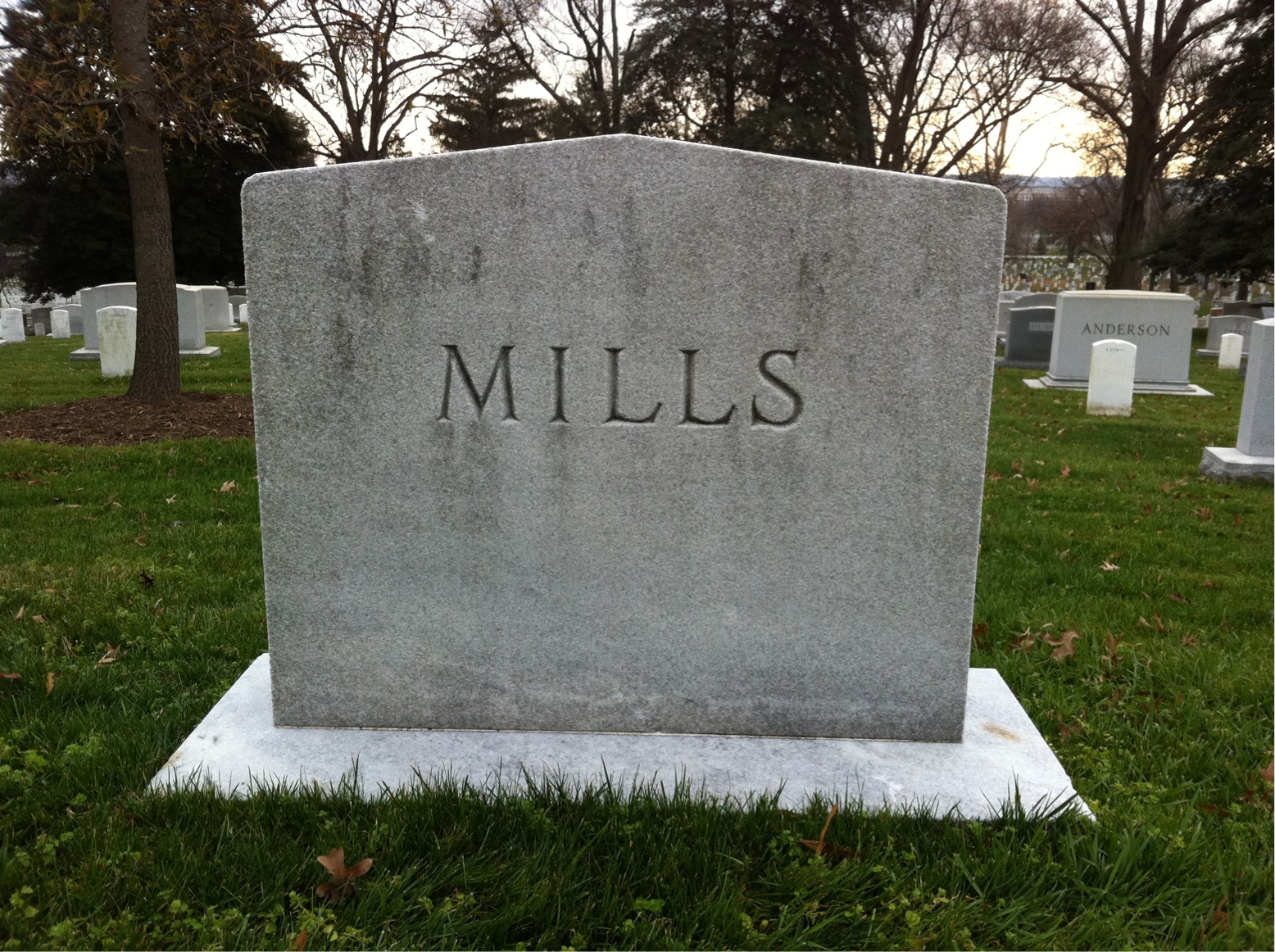 Back of headstone — Morrell Mills