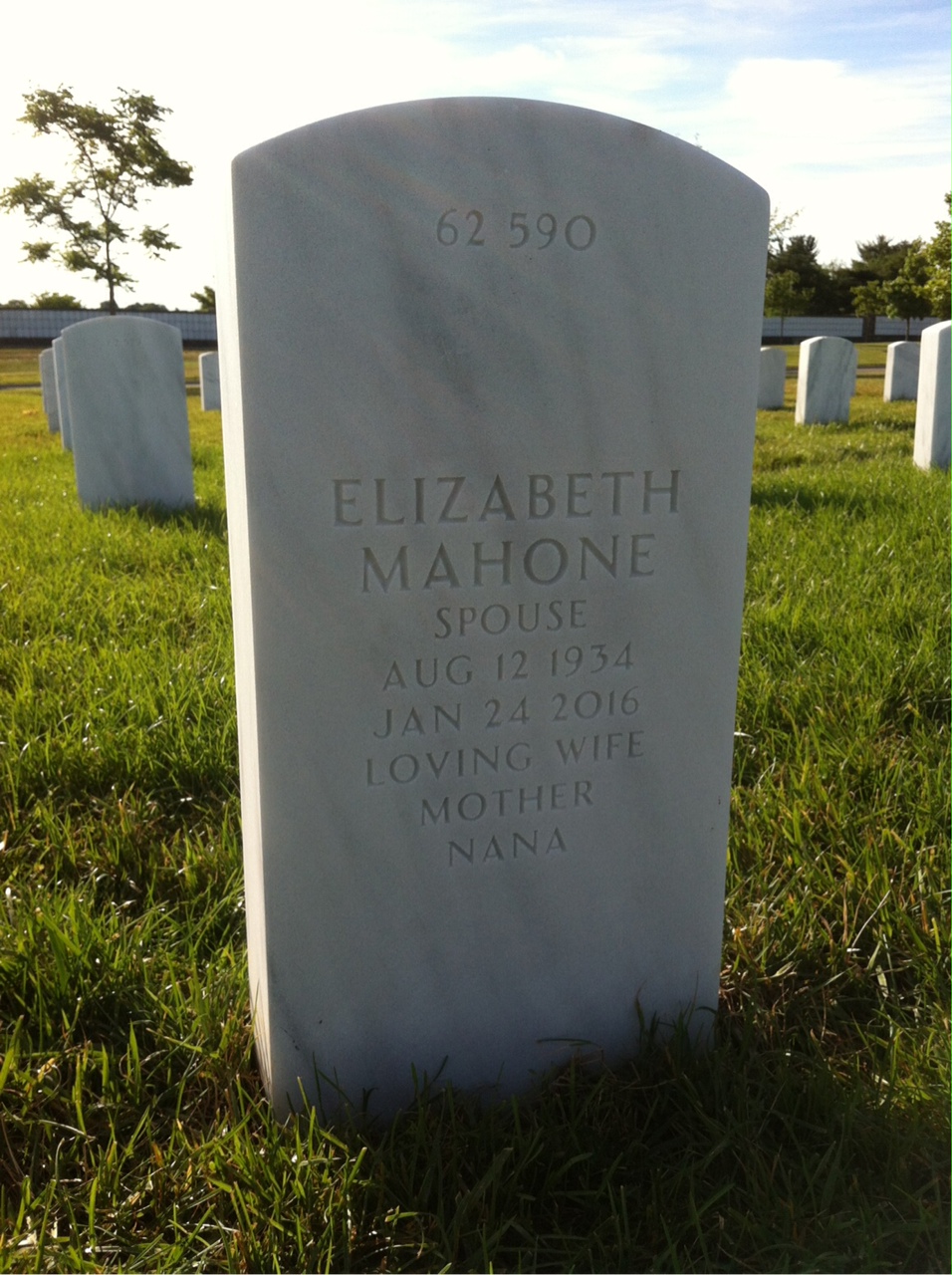 Back of headstone — George Mourning