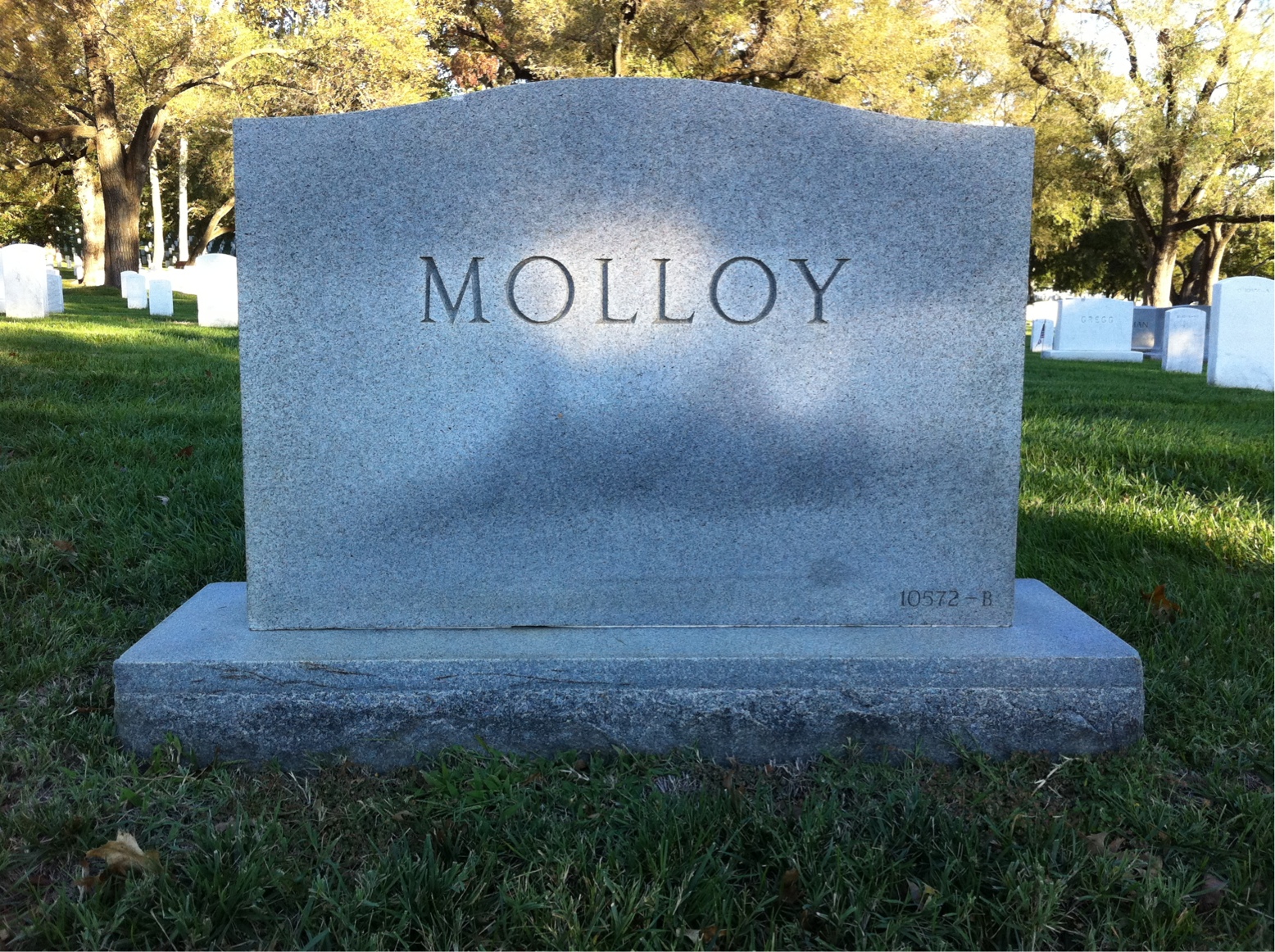 Back of headstone — Dorothy Molloy