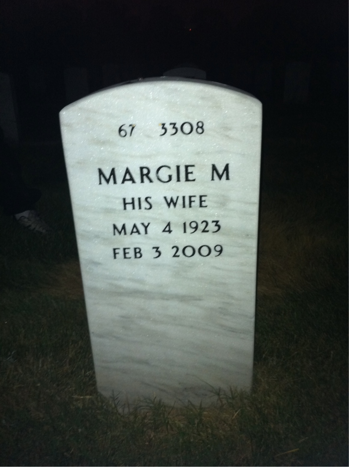 Back of headstone — John Kaminski