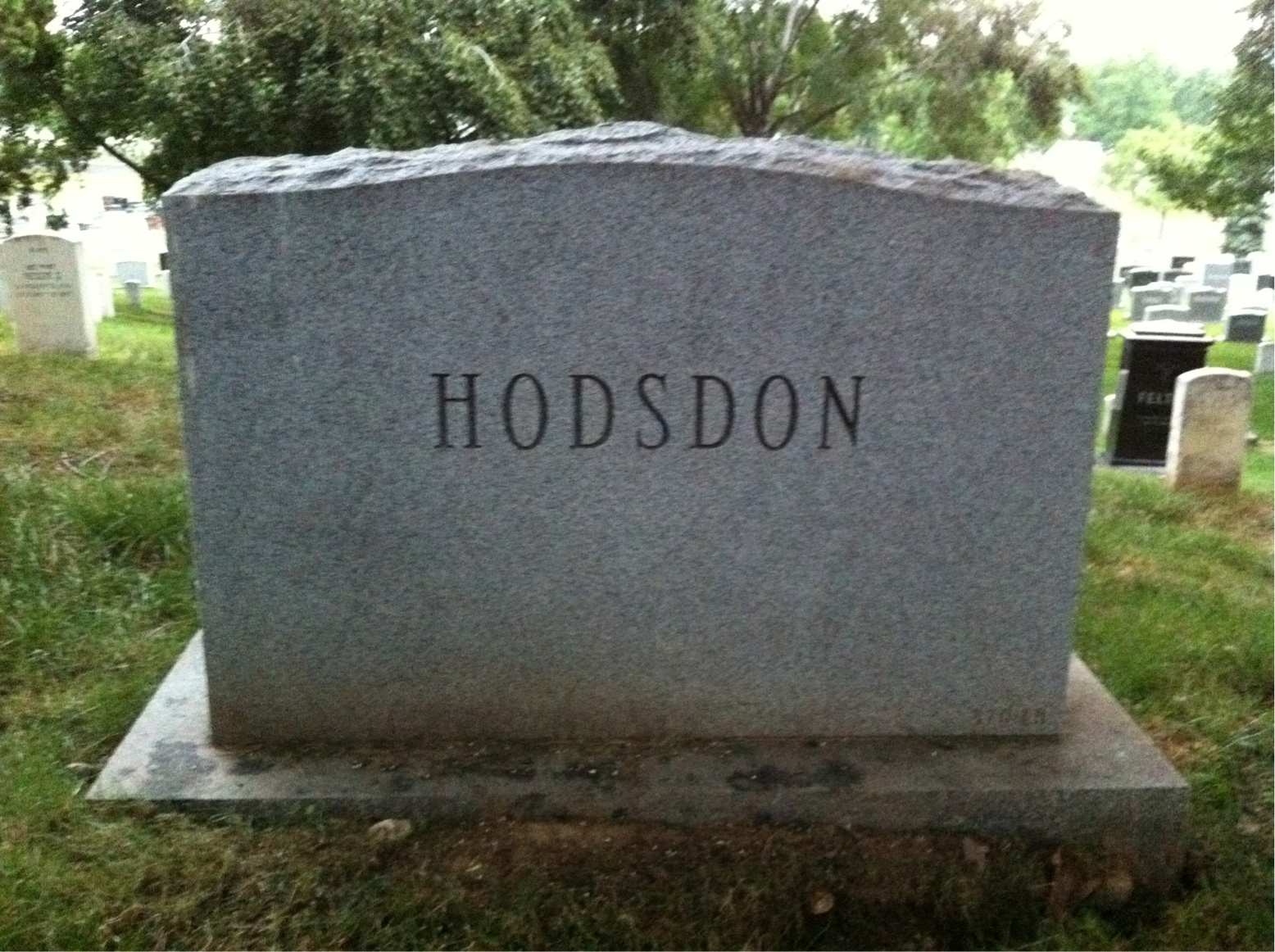 Back of headstone — Richard Hodsdon