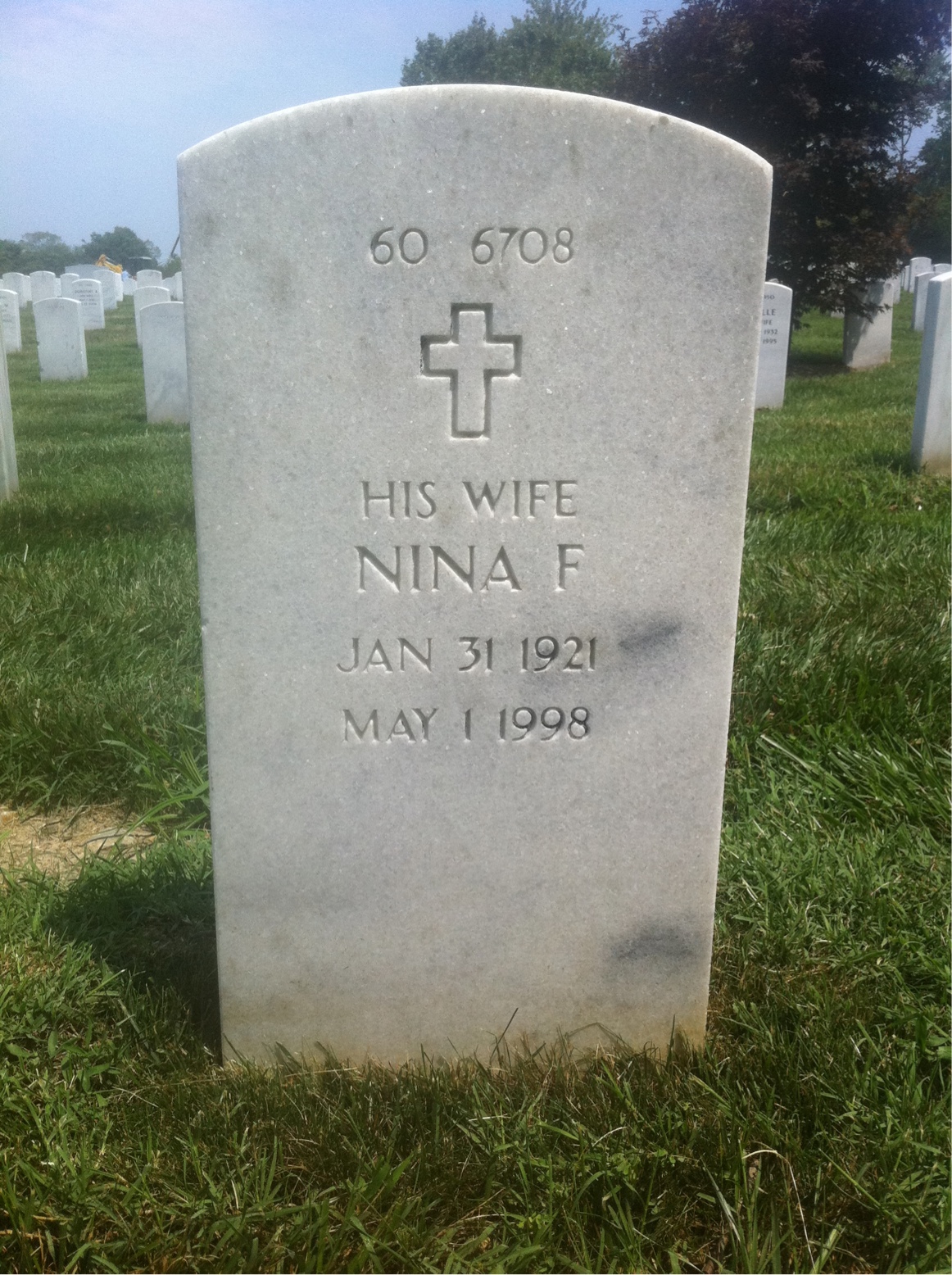 Back of headstone — Nina Cox