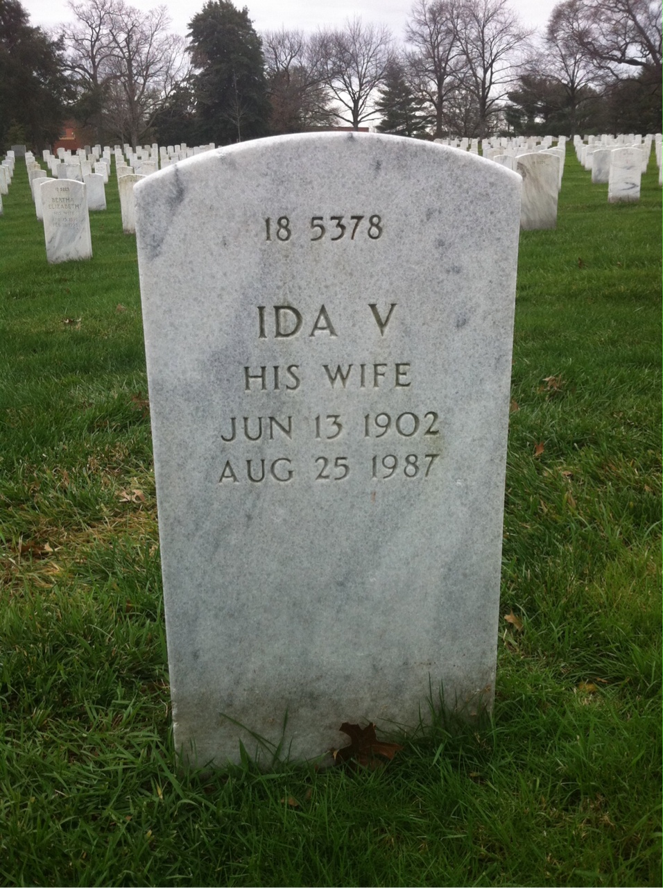 Back of headstone — Ida Albrecht