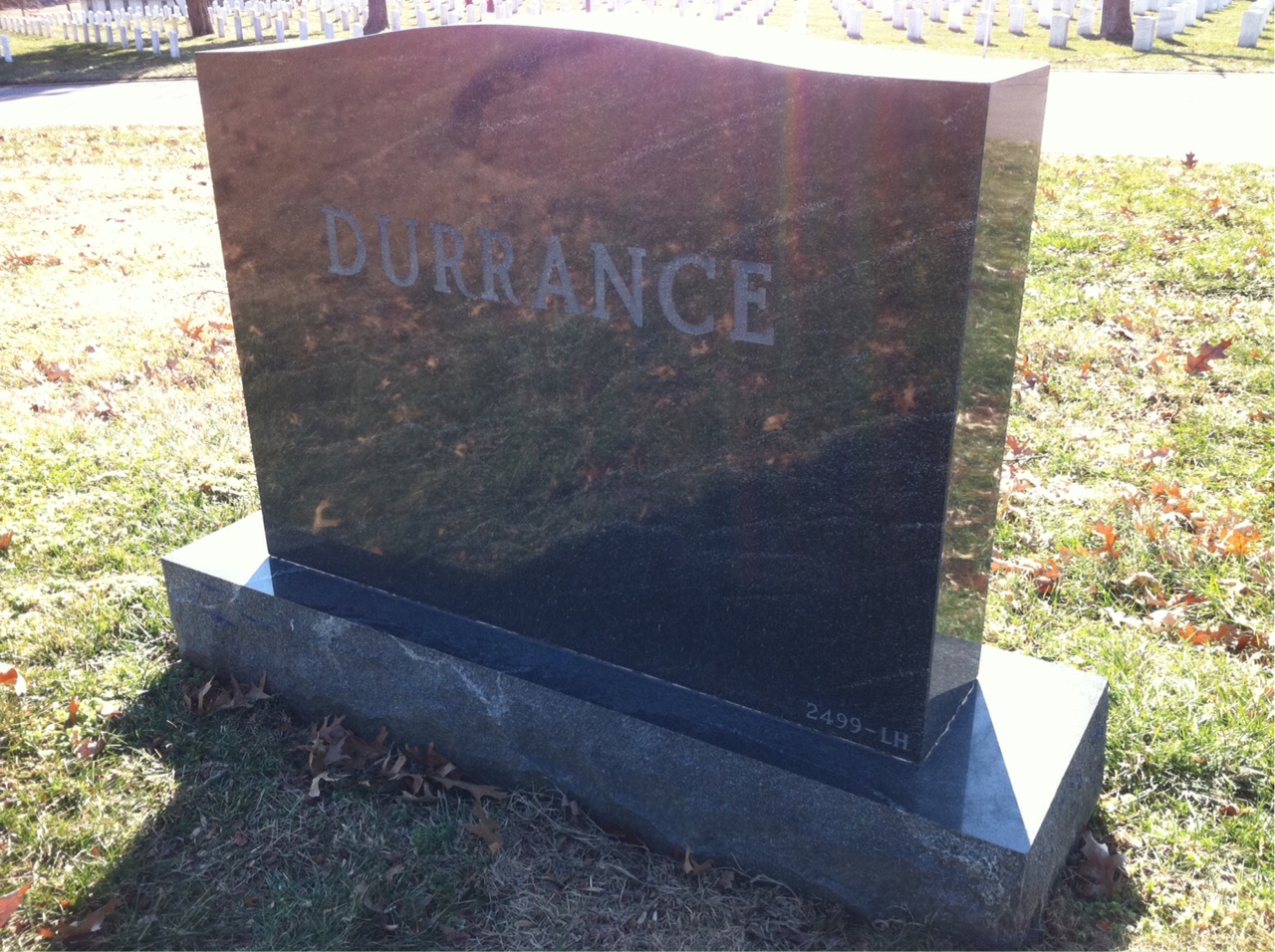 Back of headstone — Virgil Durrance