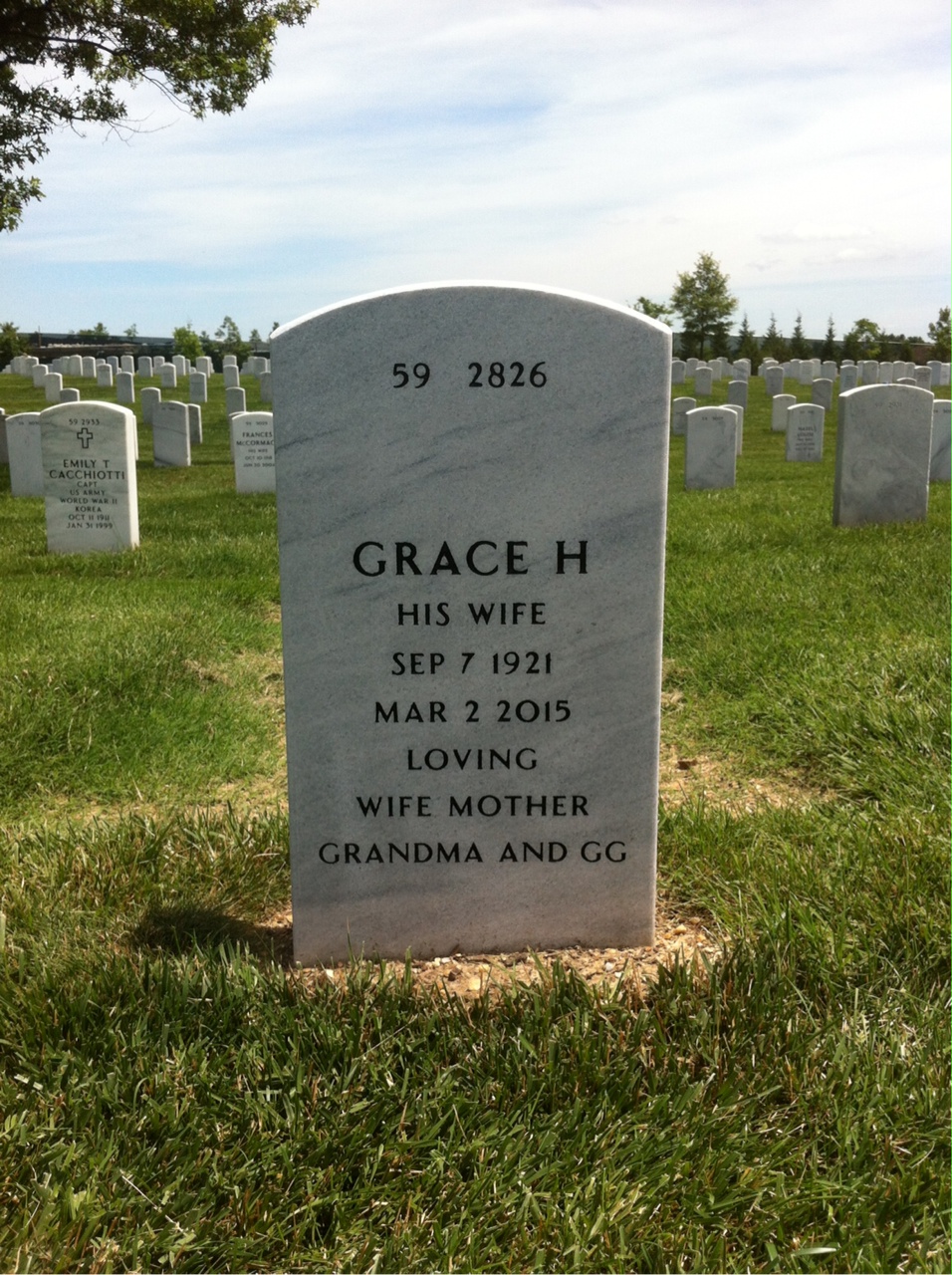 Back of headstone — William C Clark