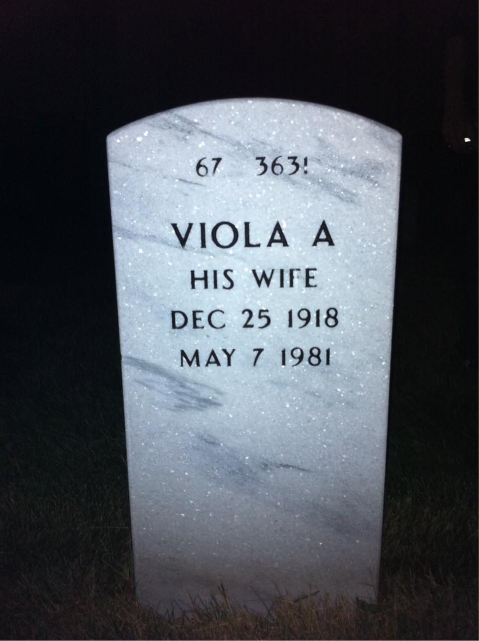 Back of headstone — William Powell