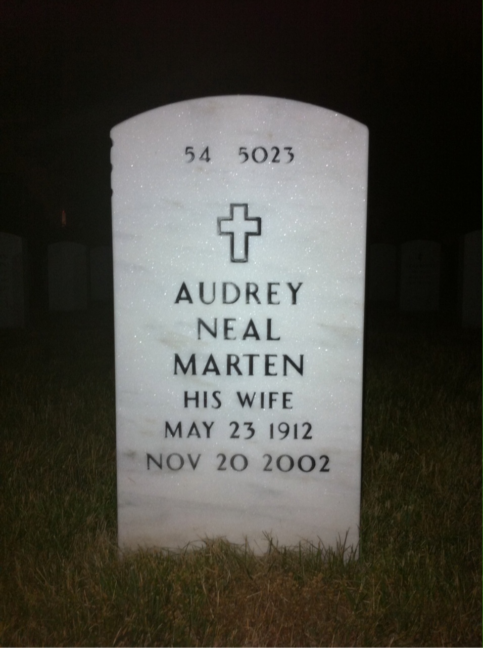 Back of headstone — Wilfred Tetley