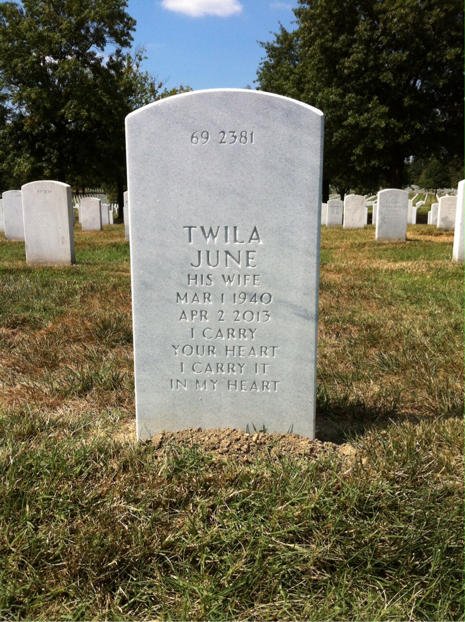 Back of headstone — Emmett Moore