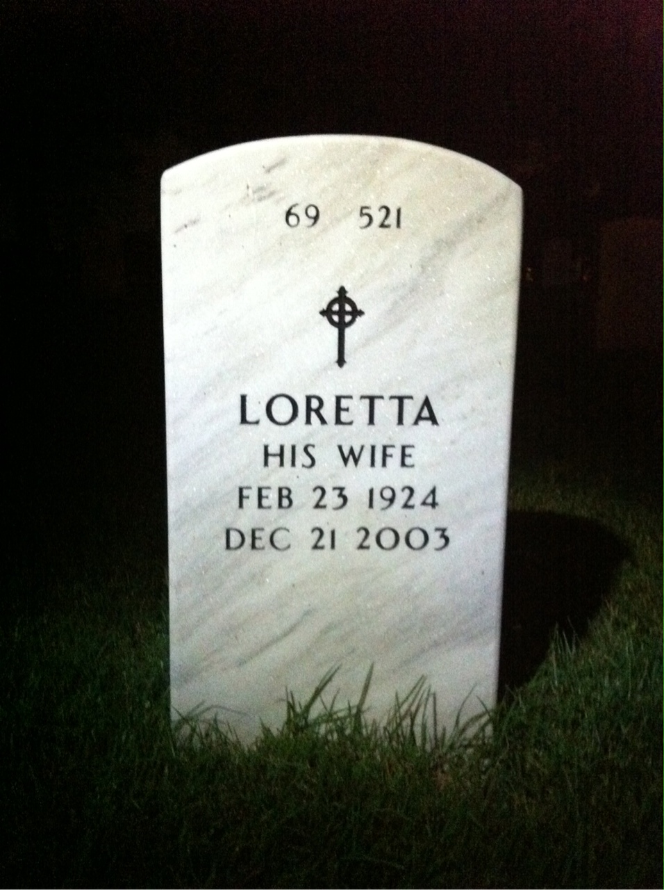 Back of headstone — Merle Neighly