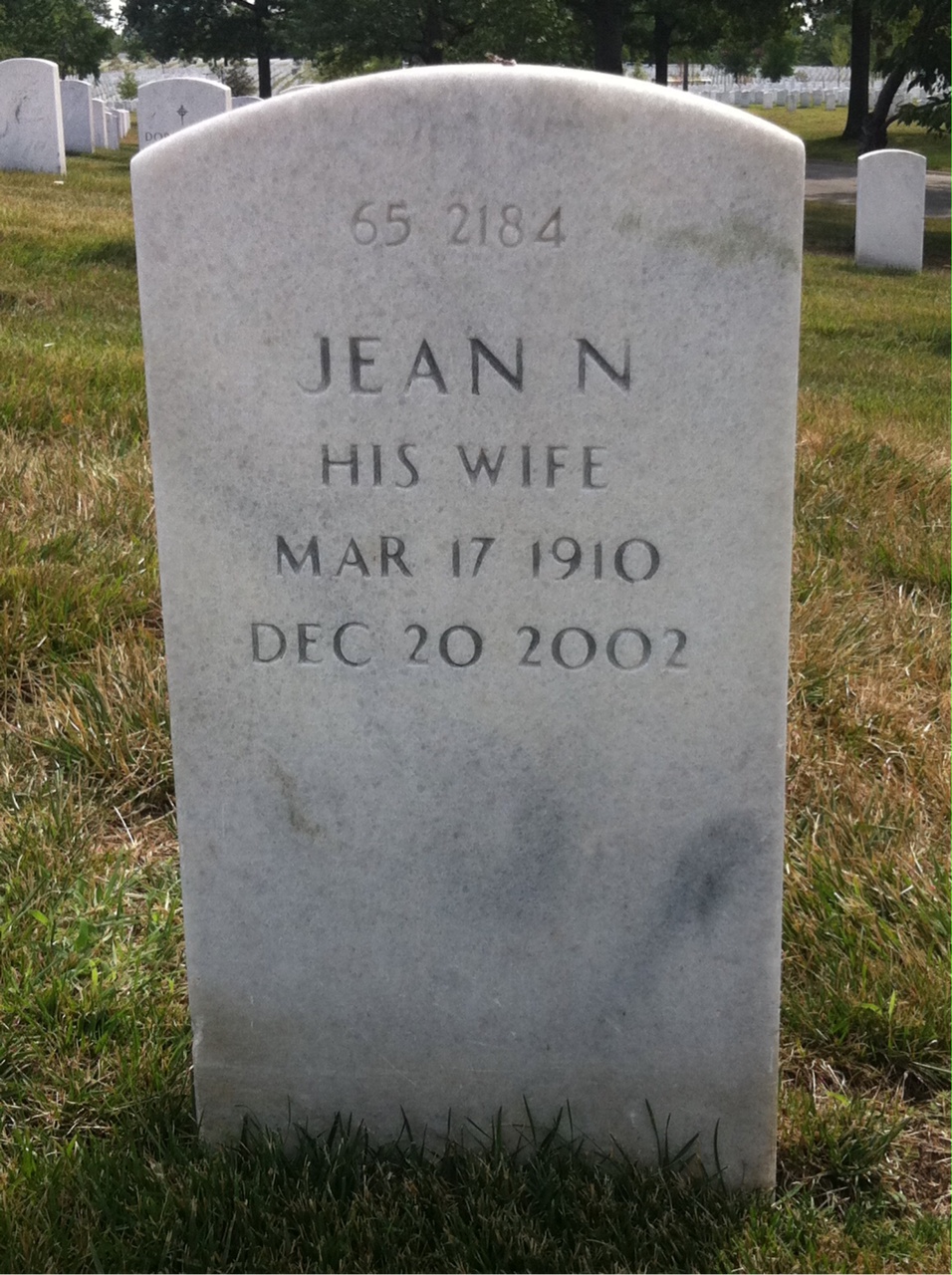 Back of headstone — John Ervin
