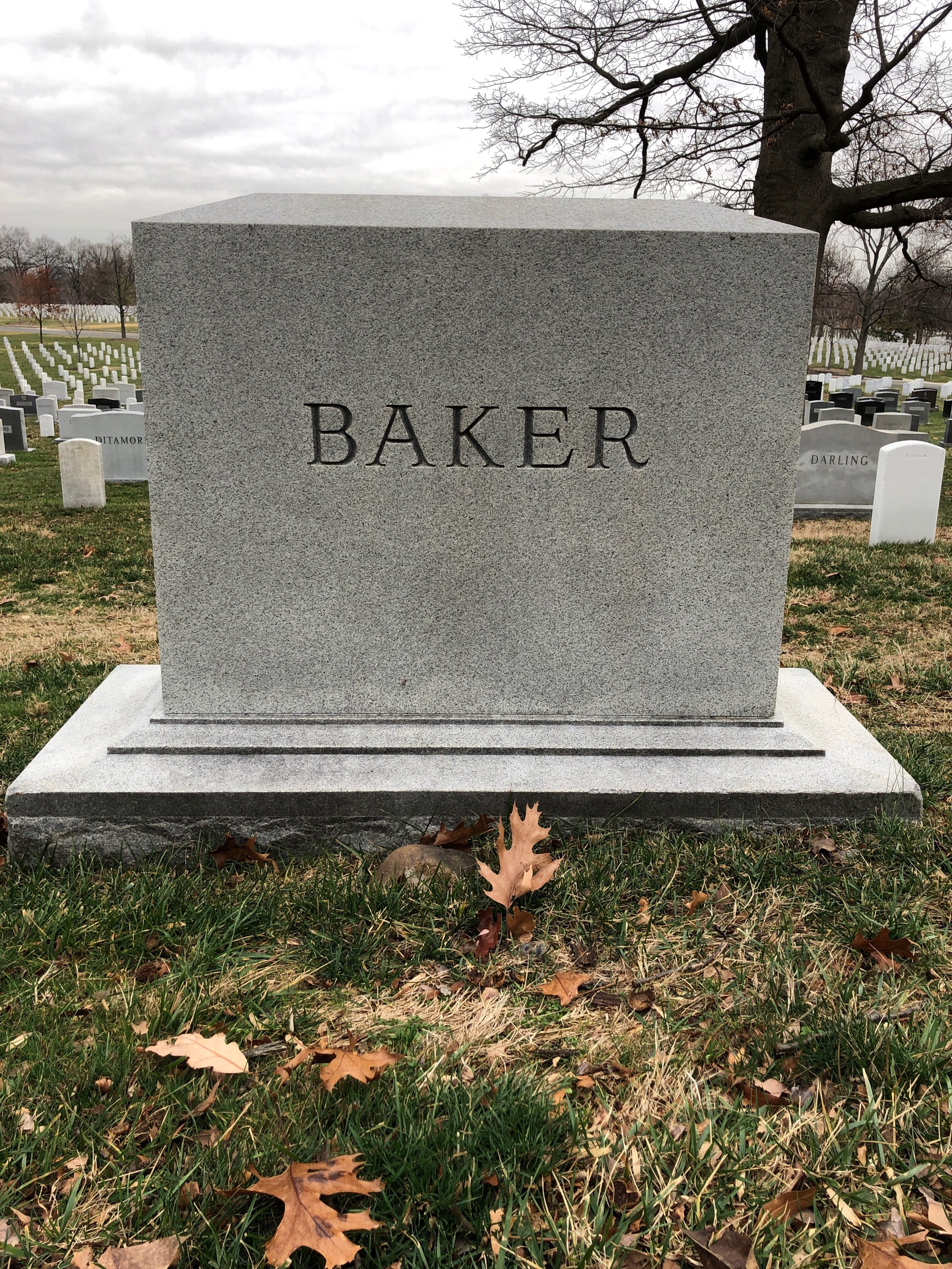 Back of headstone — Carl Baker