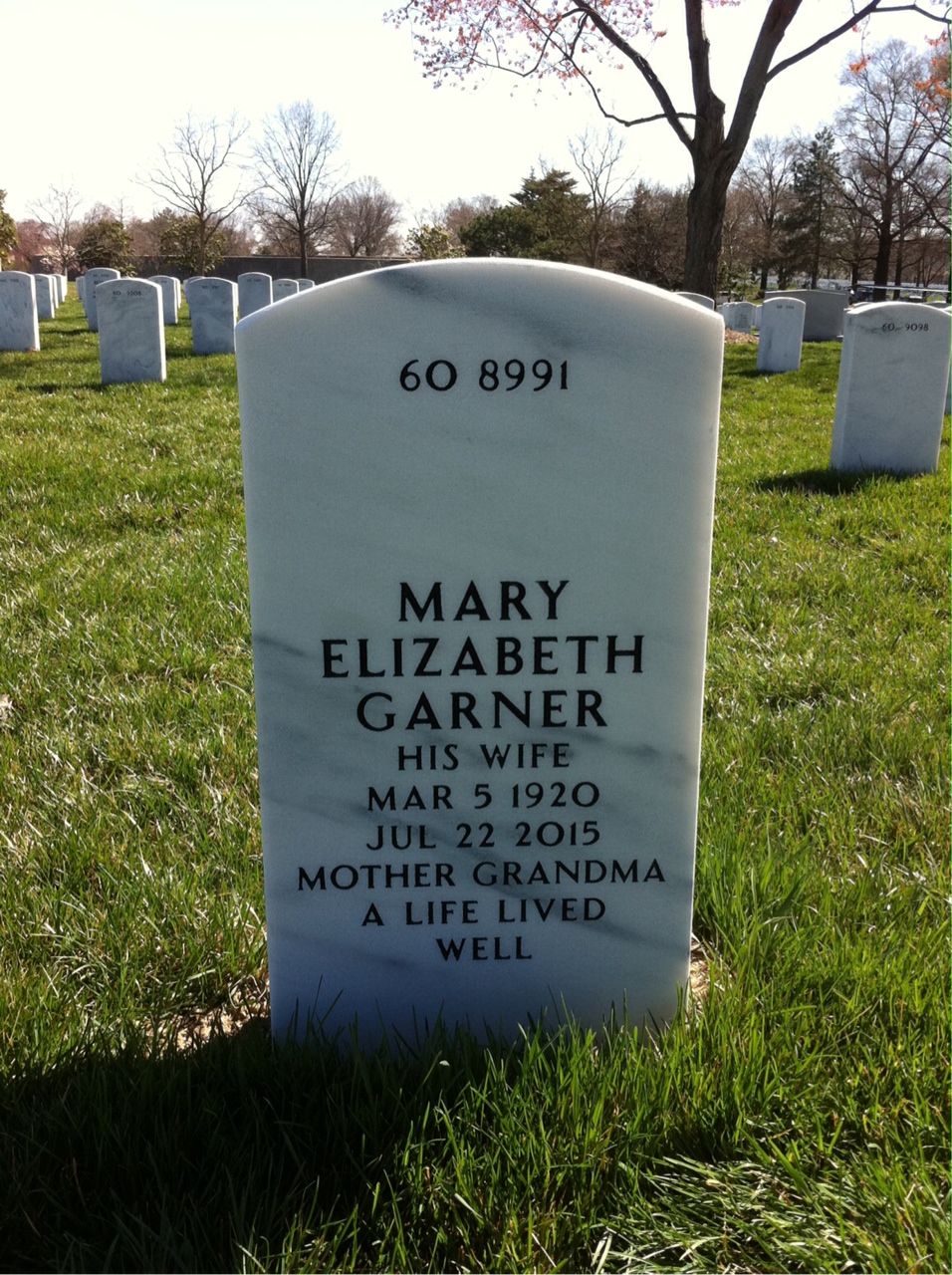 Back of headstone — George Johnston
