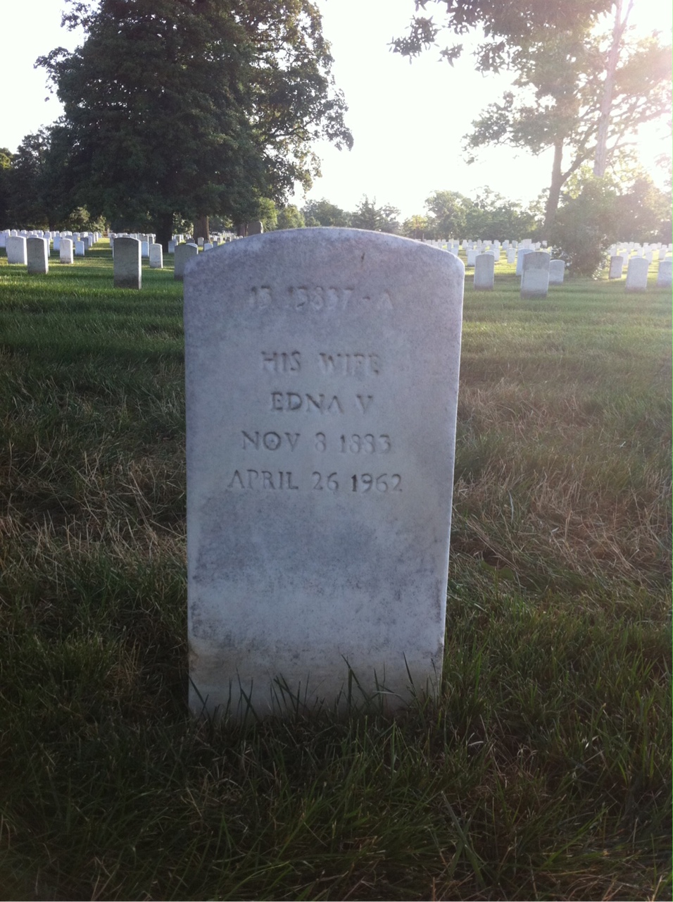 Back of headstone — Edna Allison