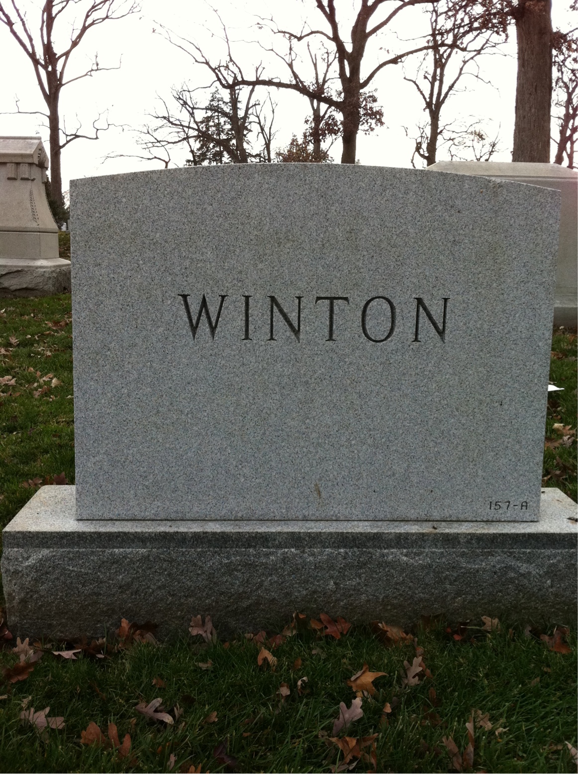 Back of headstone — Walter Winton