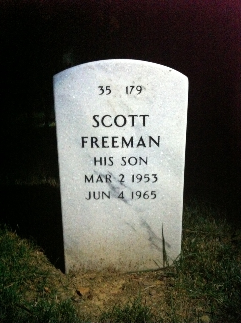 Back of headstone — Freeman Pendleton