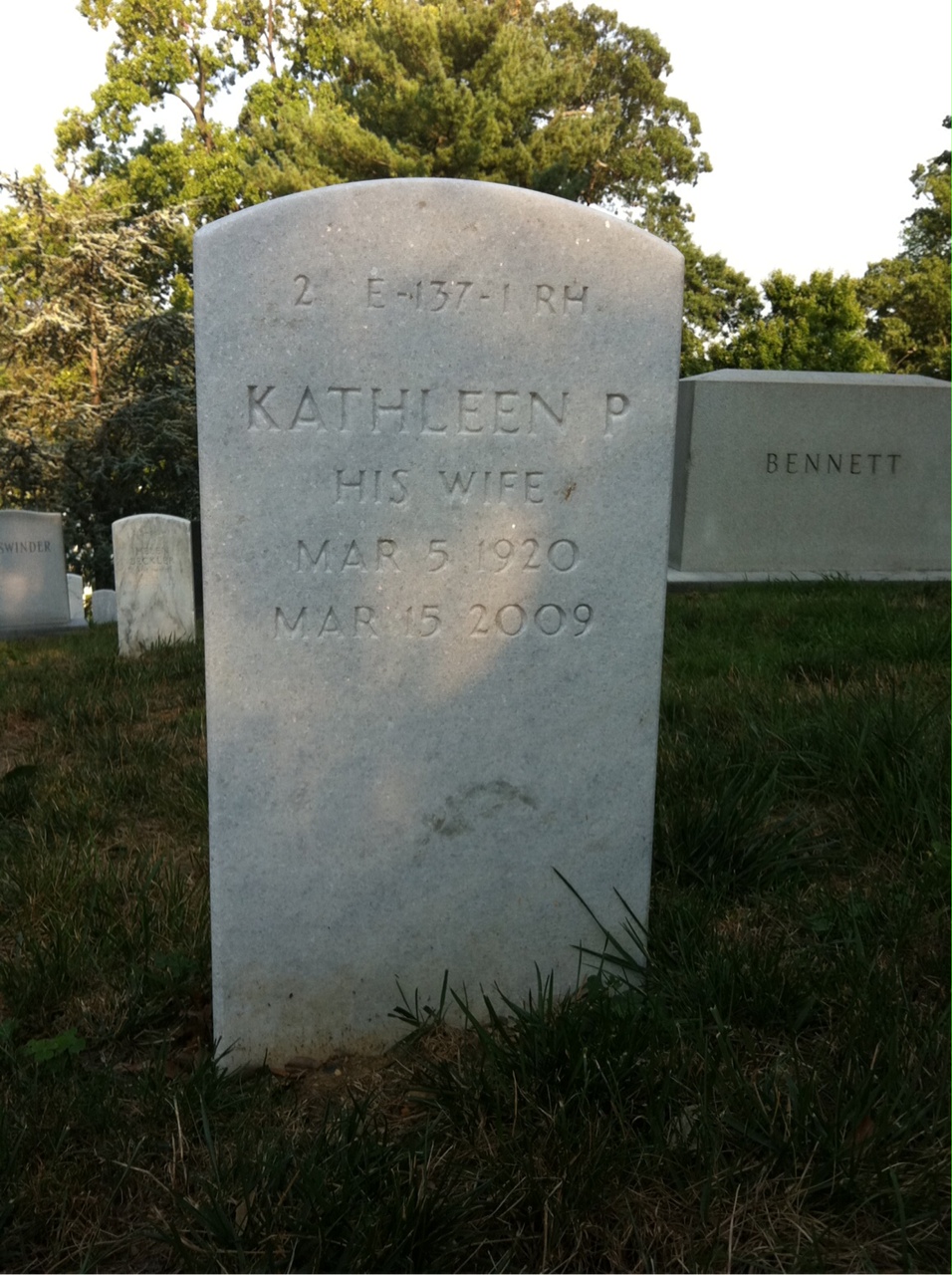 Back of headstone — Calvin Tidler