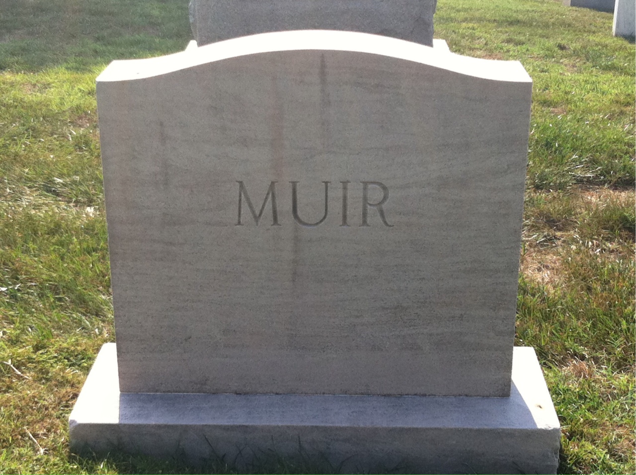 Back of headstone — John Muir