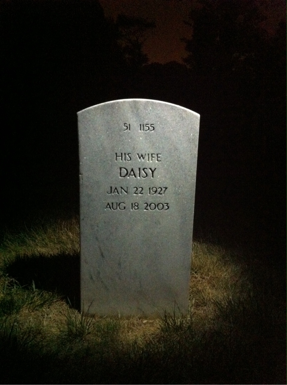 Back of headstone — Freddie Tillman