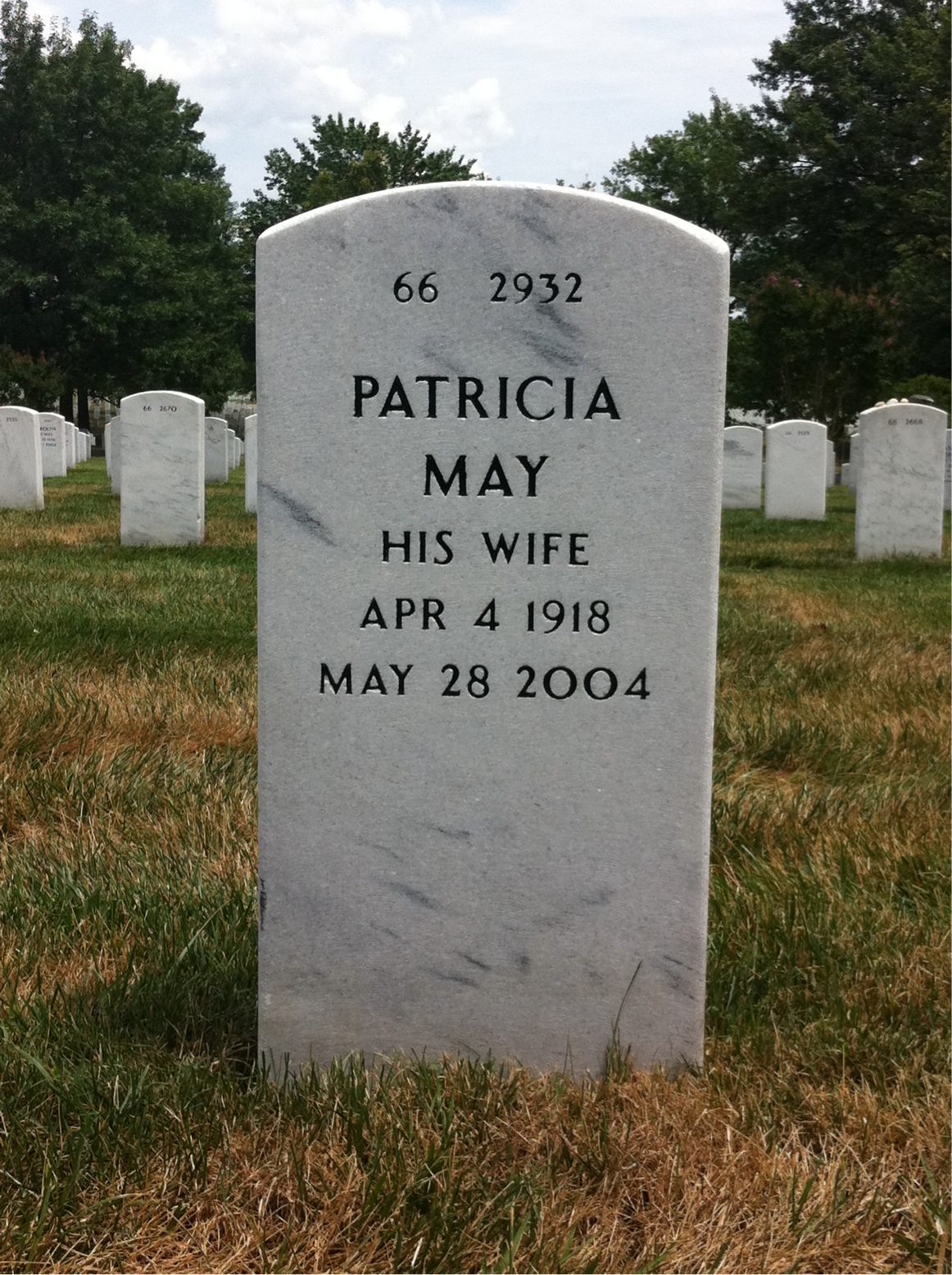 Back of headstone — Kenneth Mears