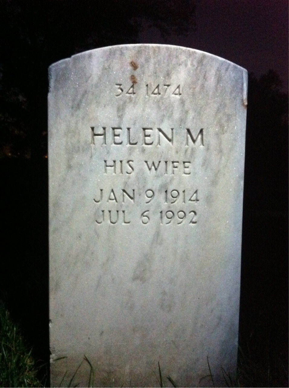 Back of headstone — Vernon J Blondell