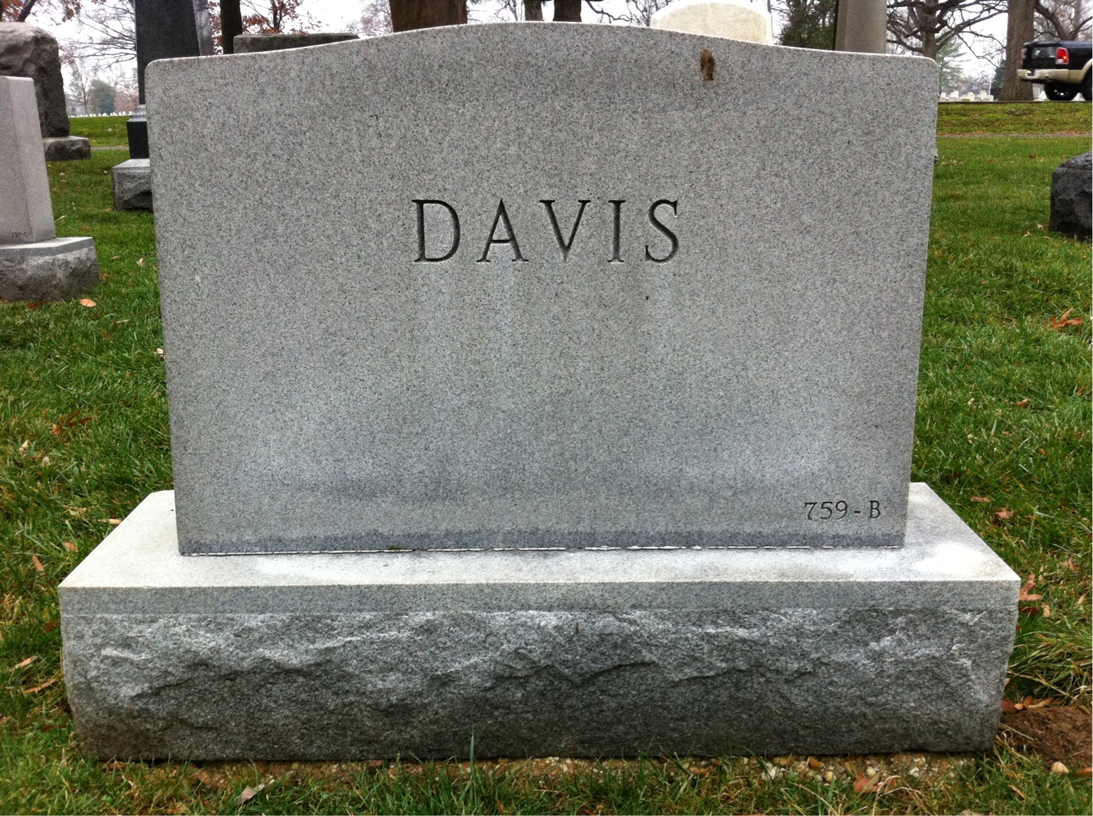 Back of headstone — Thomas Davis