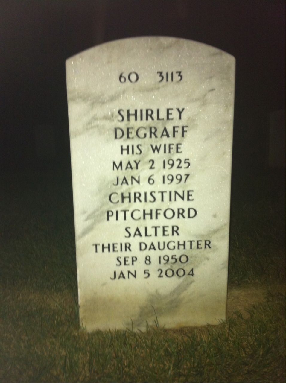 Back of headstone — Harold Pitchford