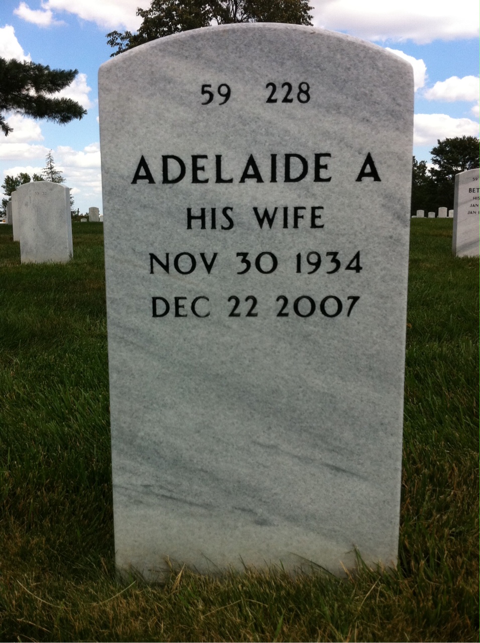 Back of headstone — John Keough