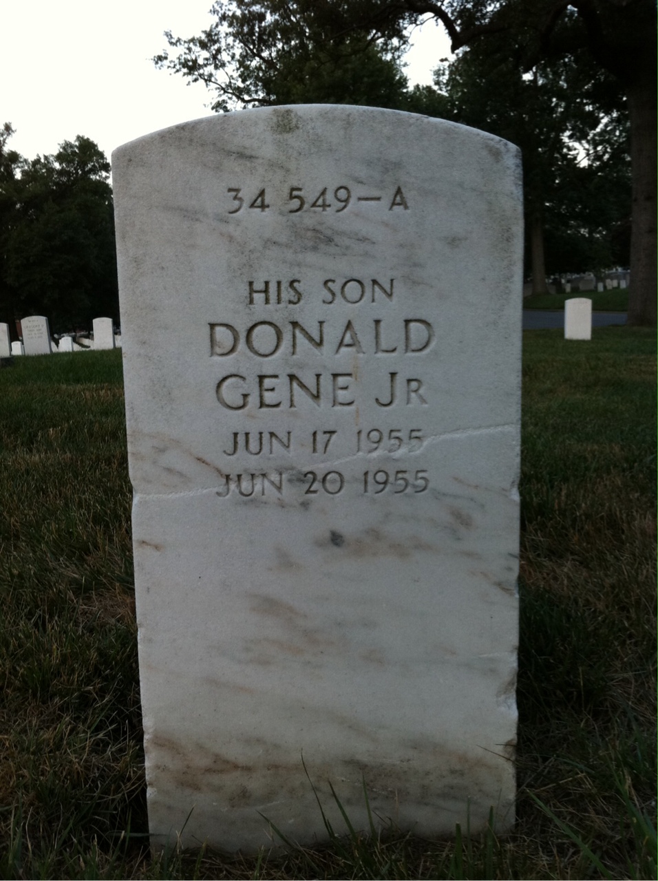 Back of headstone — Donald Smith