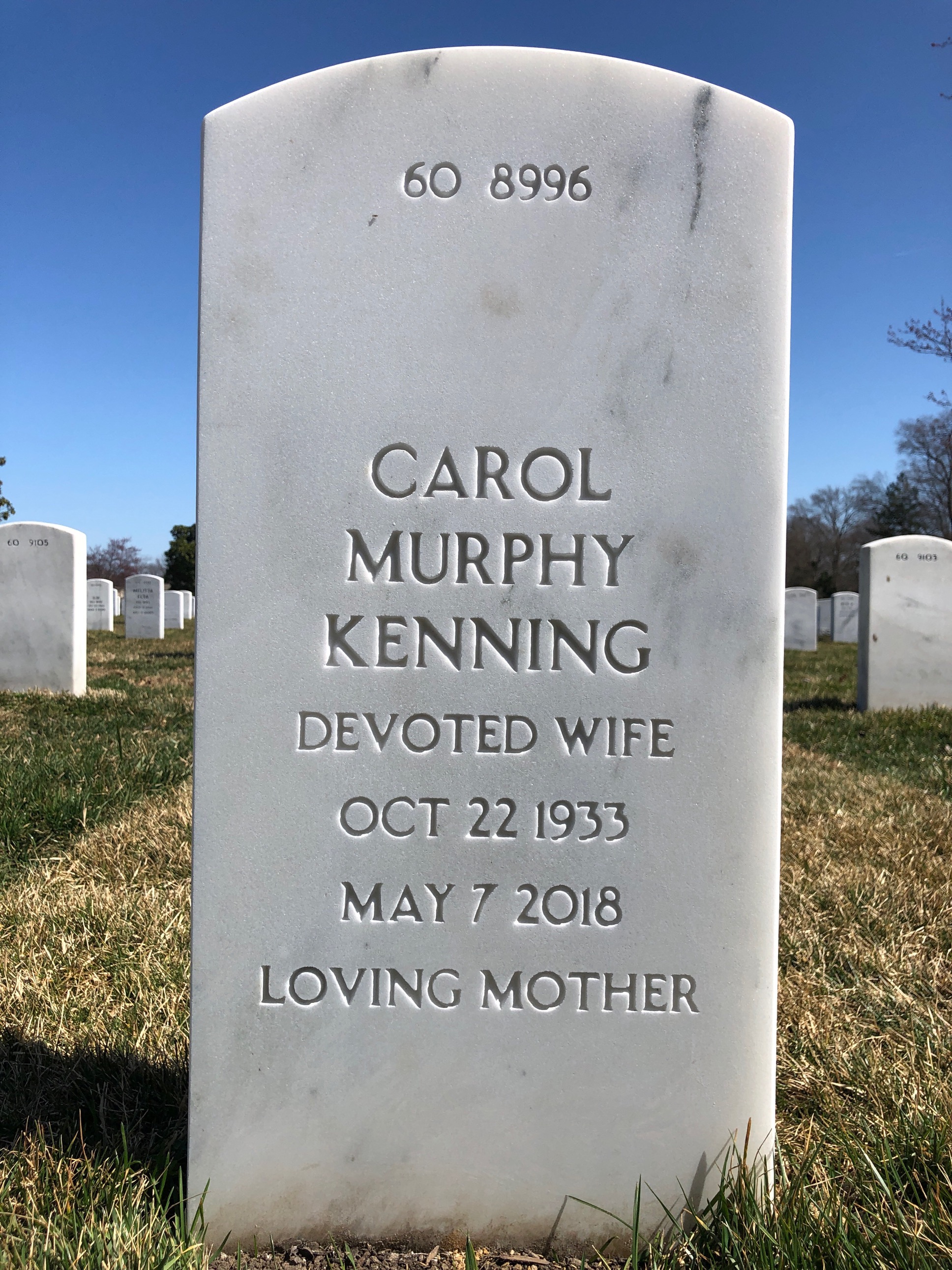 Back of headstone — Charles Kenning