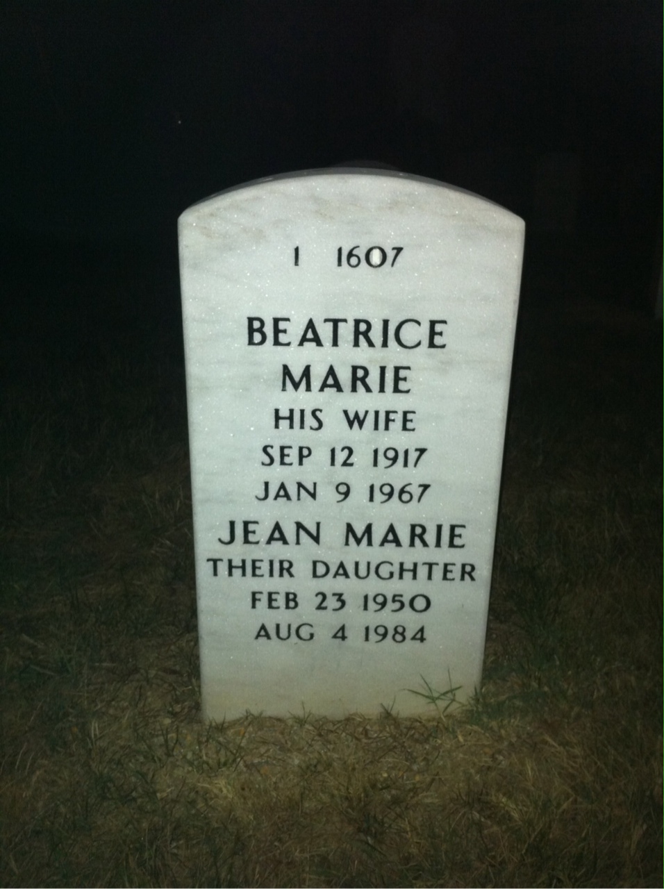 Back of headstone — Walter Wenk