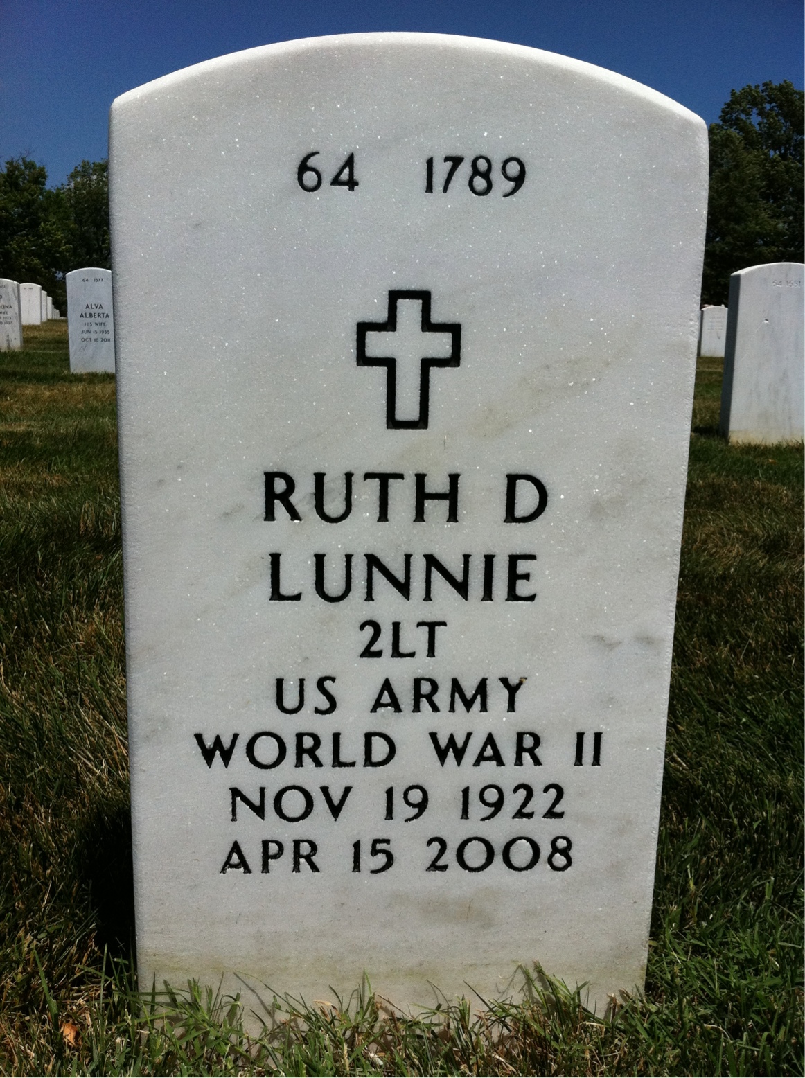 Back of headstone — Francis Lunnie